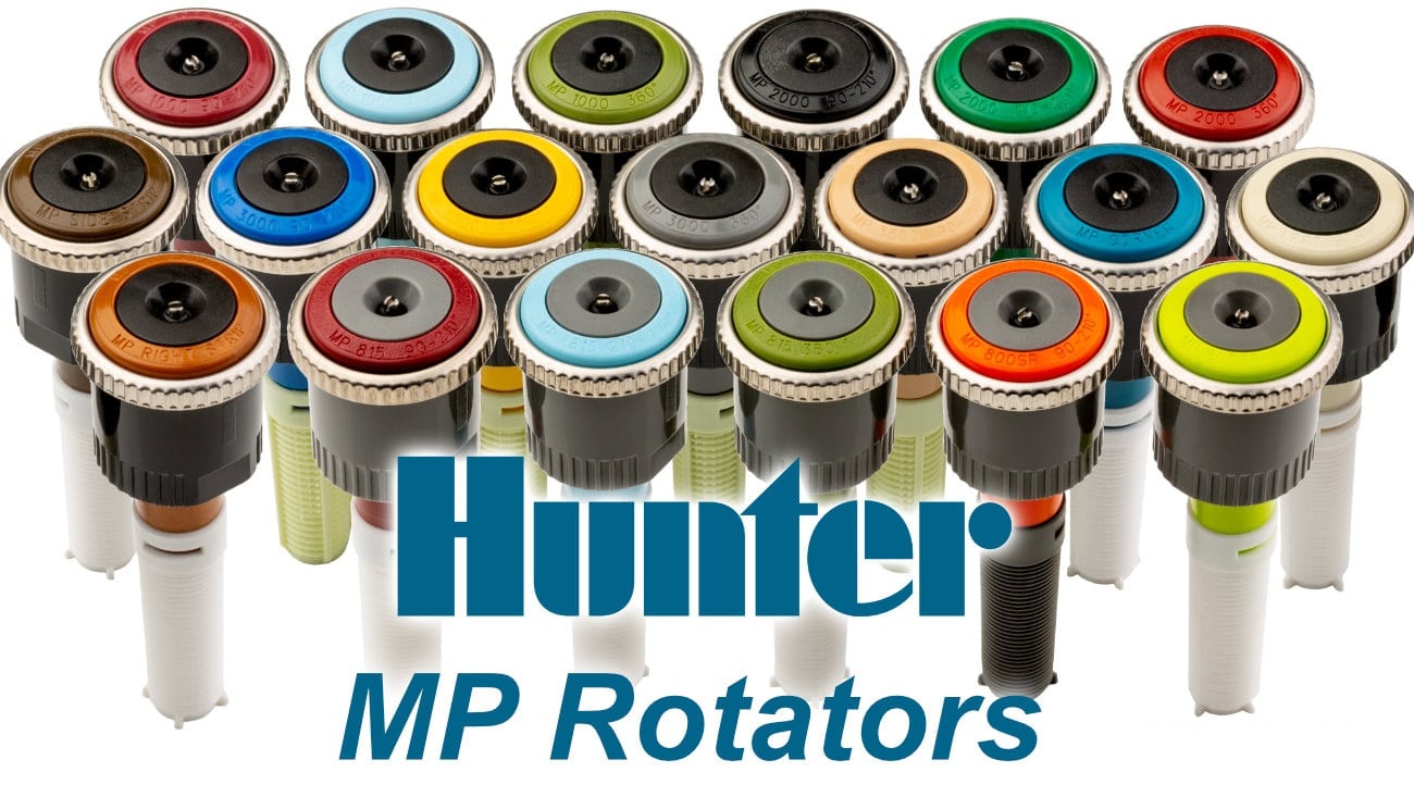 Rotačné trysky Hunter MP Rotator v rôznych farebných variantoch pre efektívne zavlažovanie
